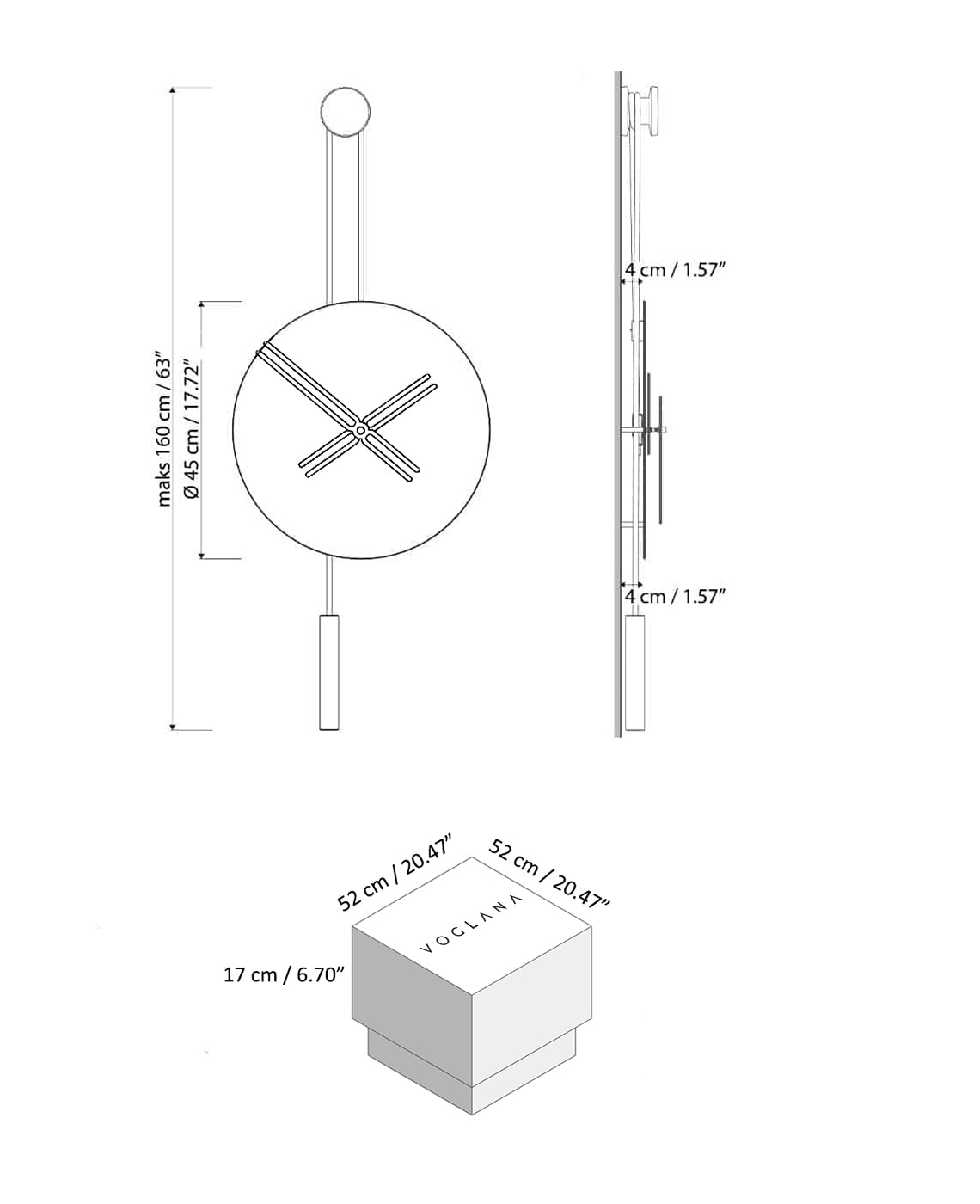 Size chart for Avvolo 45